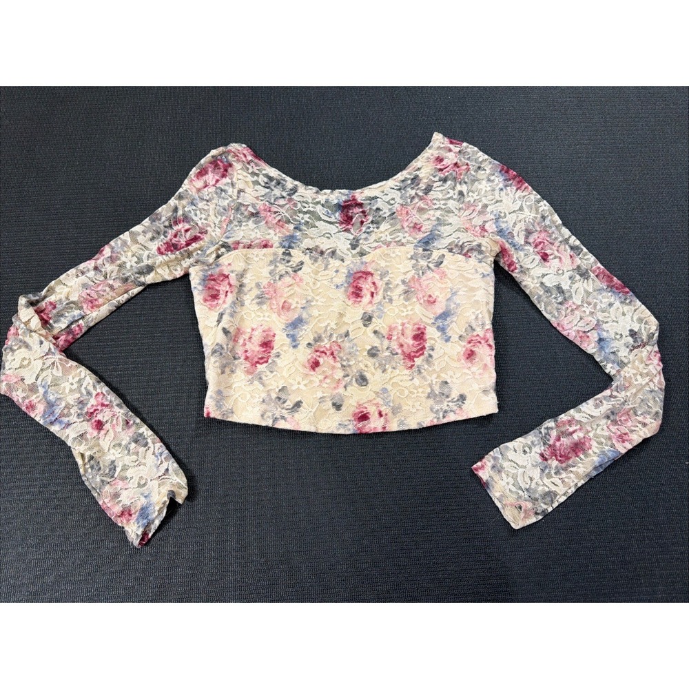 Abercrombie & Fitch Women's Floral Lace Longsleeve Crop Top Size Medium